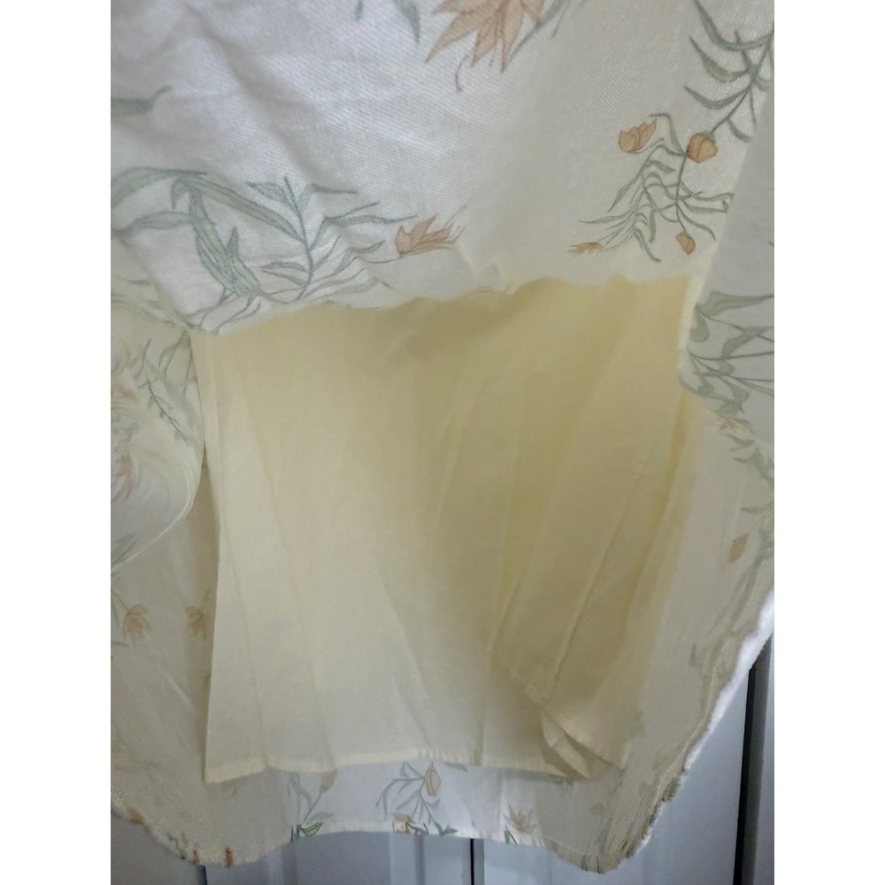 Joie Floral Midi Skirt Cream Yellow Green Botanical Elastic Waist Lined Size M - Picture 2 of 4